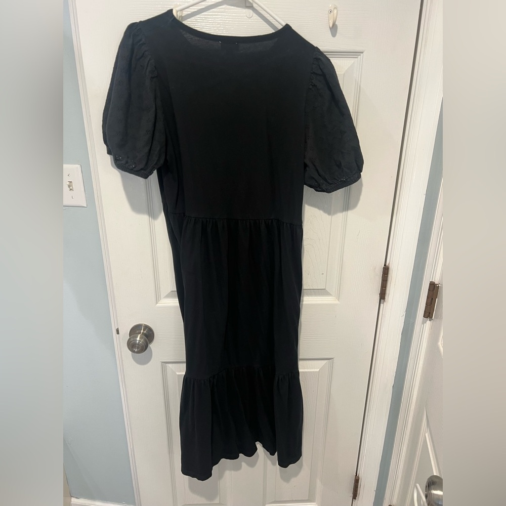 J. Crew Factory Black Puff eyelet Sleeve Dress